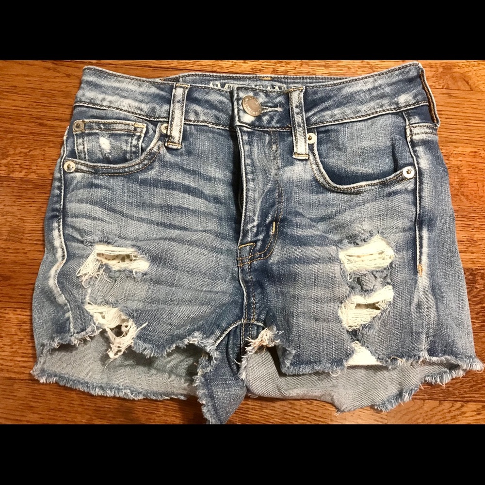 High Rise Denim Shortie Shorts